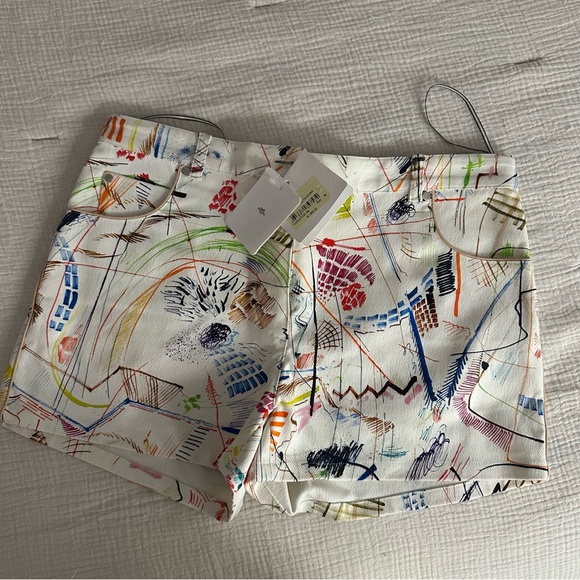 Hermes Colourful Graffiti Denim Shorts Size 38 - Picture 1 of 5